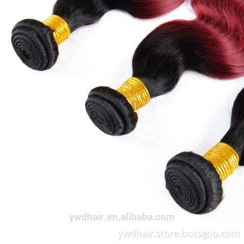 7A Ombre Color Peruvian Body Wave Bundles unprocessed Peruvian virgin hair Ombre Peruvian hair T1B/Burg Human Hair Weave